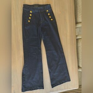 Women's Navy Jeans with Gold Buttons